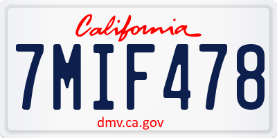 CA license plate 7MIF478