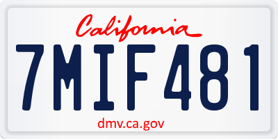 CA license plate 7MIF481