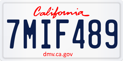 CA license plate 7MIF489