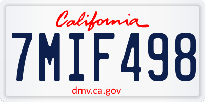 CA license plate 7MIF498