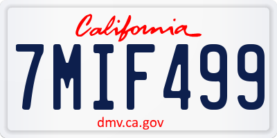 CA license plate 7MIF499