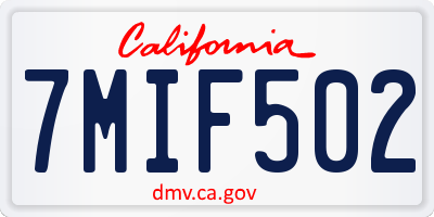 CA license plate 7MIF502
