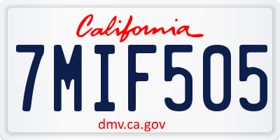 CA license plate 7MIF505