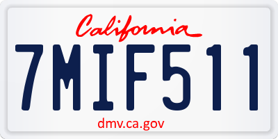 CA license plate 7MIF511