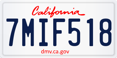 CA license plate 7MIF518