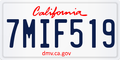 CA license plate 7MIF519