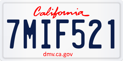 CA license plate 7MIF521