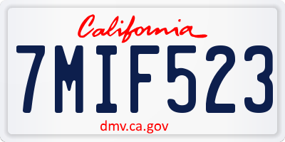 CA license plate 7MIF523