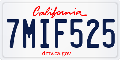 CA license plate 7MIF525