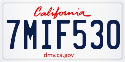 CA license plate 7MIF530