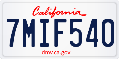 CA license plate 7MIF540