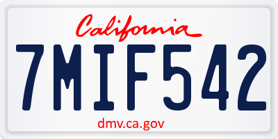 CA license plate 7MIF542