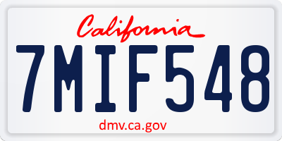 CA license plate 7MIF548