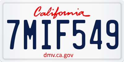 CA license plate 7MIF549