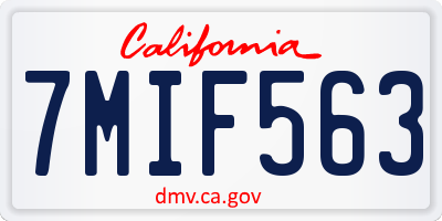 CA license plate 7MIF563