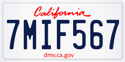 CA license plate 7MIF567