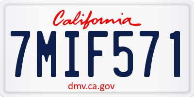 CA license plate 7MIF571