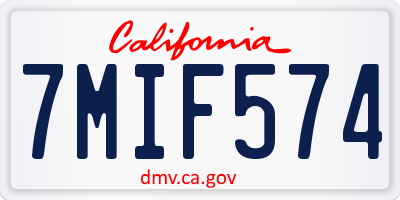 CA license plate 7MIF574