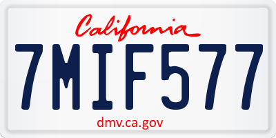 CA license plate 7MIF577