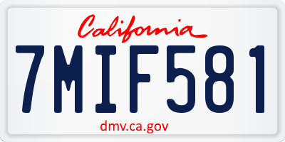 CA license plate 7MIF581