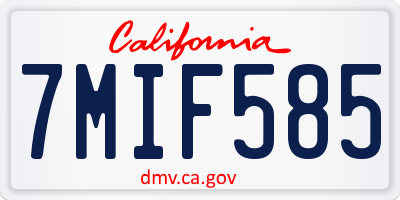 CA license plate 7MIF585