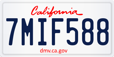 CA license plate 7MIF588