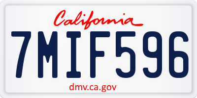 CA license plate 7MIF596