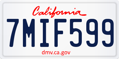 CA license plate 7MIF599