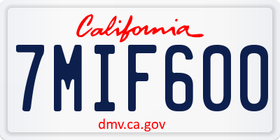 CA license plate 7MIF600