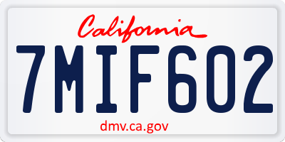 CA license plate 7MIF602