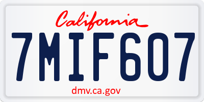 CA license plate 7MIF607