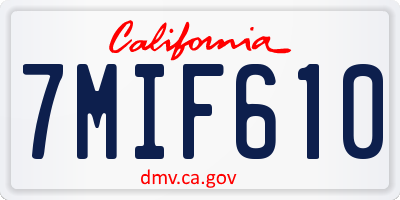 CA license plate 7MIF610
