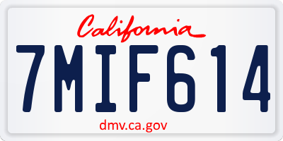CA license plate 7MIF614