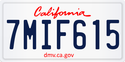 CA license plate 7MIF615