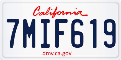 CA license plate 7MIF619