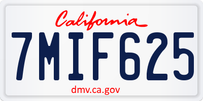 CA license plate 7MIF625