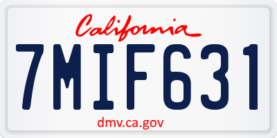 CA license plate 7MIF631