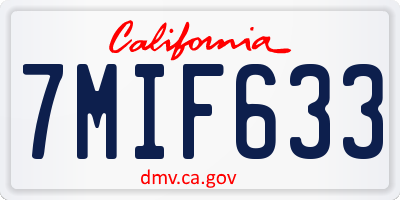 CA license plate 7MIF633