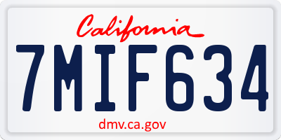 CA license plate 7MIF634