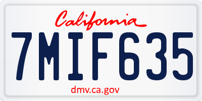 CA license plate 7MIF635
