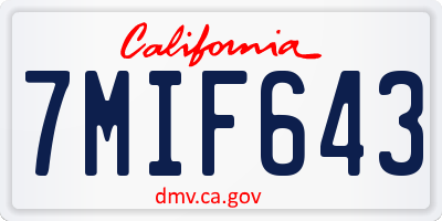 CA license plate 7MIF643
