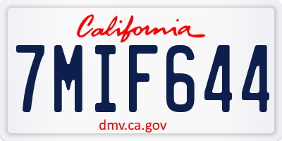 CA license plate 7MIF644