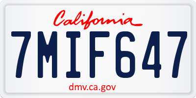CA license plate 7MIF647