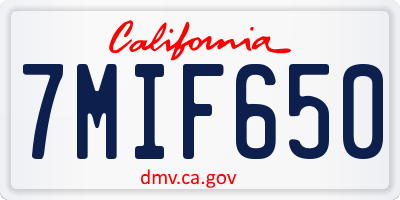 CA license plate 7MIF650