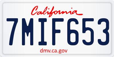CA license plate 7MIF653