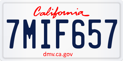 CA license plate 7MIF657