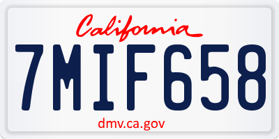 CA license plate 7MIF658