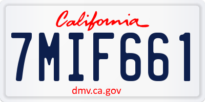CA license plate 7MIF661