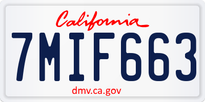 CA license plate 7MIF663