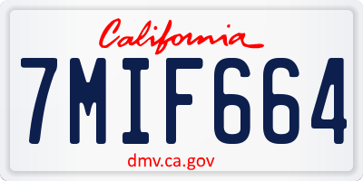 CA license plate 7MIF664